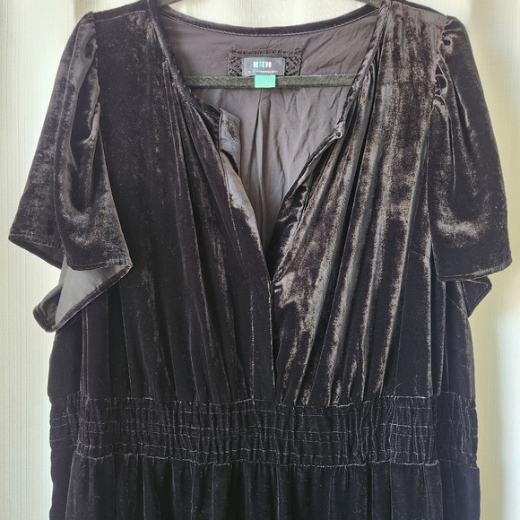Maeve By Anthropologie Somerset Black Velvet Short Sleeve Mini Dress Size 3X - Picture 5 of 15